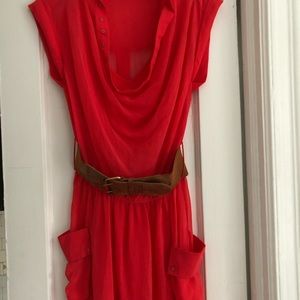 Fun and short red dress with belt!